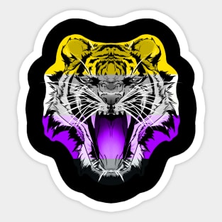 illustrated TIGER PRIDE series - (non binary flag pride) Sticker